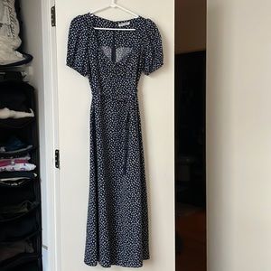 Reformation Floral Dress in Navy